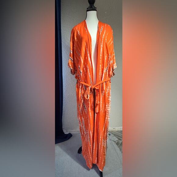 Orange Hand Dyed Kimono Robe | OS - Picture 1 of 4